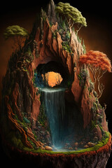 Wall Mural - Fantasy landscape scene. game design inspiration. sketch art for artist creativity and inspiration. generative AI