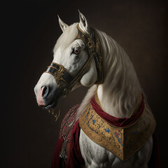 Poster - Horse Renaissance Painting Portrait Painted AI Generated