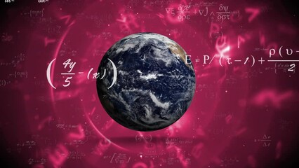Wall Mural - Animation of data processing over globe on pink background