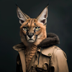 Wall Mural - a caracal is not a fashion accessory, caracal portrait, generative ai