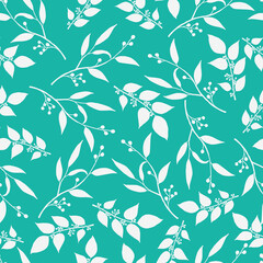 Wall Mural - Modern summer tropical leaves seamless pattern design. Vector hand-drawn leaves seamless pattern. Abstract trendy floral background. Pattern for wrapping paper or fabric.