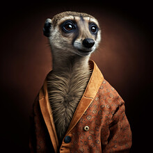 A Meerkat Is Not A Fashion Accessory,  Meerkat Portrait, Generative Ai