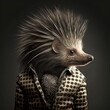 a porcupine is not a fashion accessory, porcupine portrait, generative ai