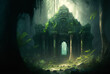 © warpaintcobra - Fantasy jungle ancient temple scene AI Generative