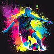 abstract soccer player kicking the ball, colorful football player