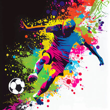 Colorful Football Player With Ball