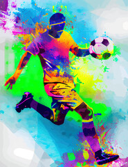 Wall Mural - colorful football player with ball
