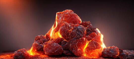 Wall Mural - background of rocks and hot melted lava