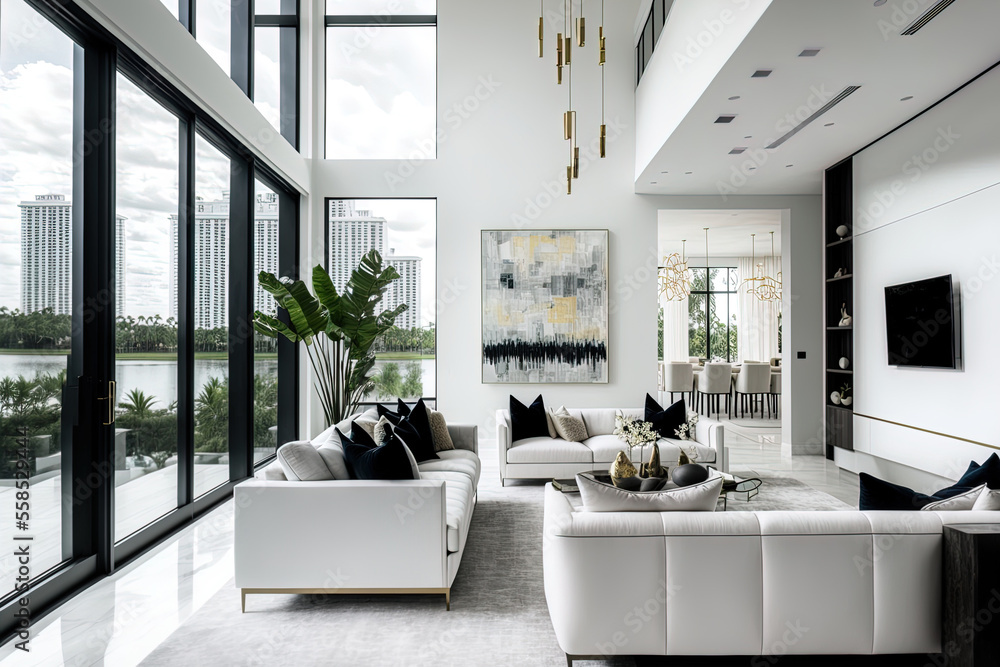 April 2020 in South Florida A large, open living space with sweeping ...
