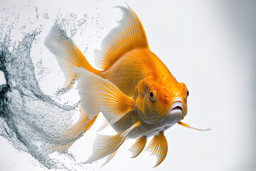 Wall Mural - Isolated goldfish on a white backdrop. taken using a 5D Mark III in a studio. Generative AI