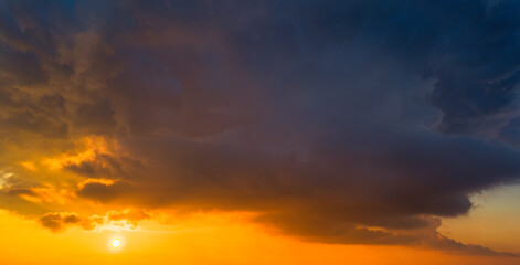 Wall Mural - A wonderful dawn above the clouds. Natural background