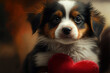 puppy with heart, generative ai
