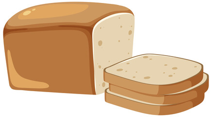 Wall Mural - Loaf of bread with sliced breads