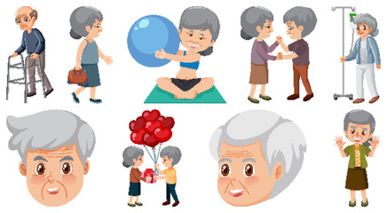 Sticker - Collection of elderly people icons