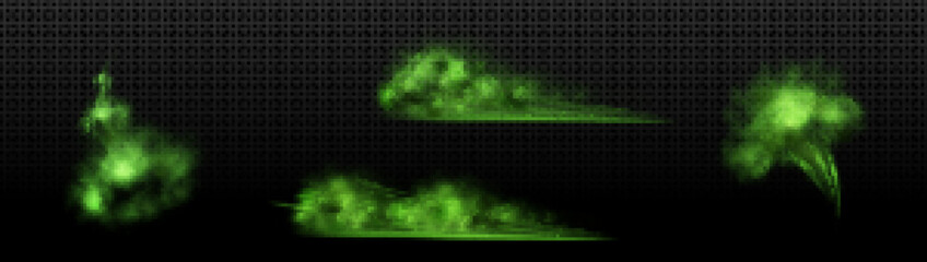 Wall Mural - green foggy trail from quick start, takeoff, explosion isolated on transparent background. realistic