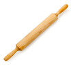 Rolling pin isolated. Top view of wooden rolling pin on white background.