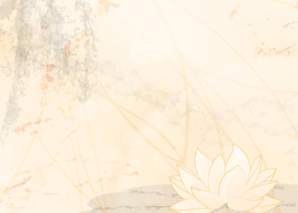 Lotus flower, ink wash textured paper. Oriental style illustration for background use.Bright design in pastel colors can be used for vesak day card or banner,meditation announcement, brochure template