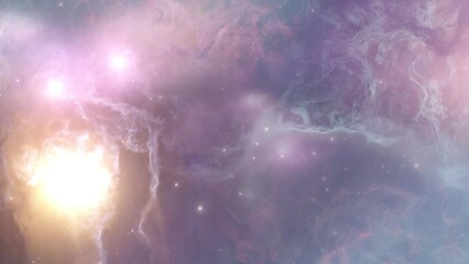 Wall Mural - outer space animation flying inside colorful nebula big bang concept with moving elements, 4k, 2023