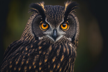 Sticker - Dark eyed owl. Generative AI