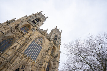 York Minster , Roman Catholic Gothic church and cathedral in York old town during winter snow at York , United Kingdom : 2 March 2018