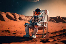 Sitting In A Chair On Mars As An Astronaut. Generative AI