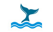 blue whale tail vector logo