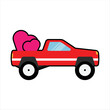 © Eustas-design - Red Car Carrying Valentine Hearts