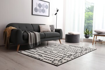 Wall Mural - Living room interior with comfortable sofa and stylish rug