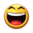 LoL Emoji isolated on white background, laughing face emoticon 3d rendering