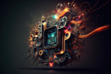 abstract futuristic technology wallpaper. ai