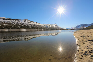 Wall Mural - Spring at the lake Gjevilvatnet, Norway