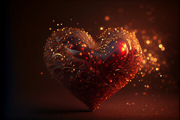 Aufkleber - Beautiful heart abstract optical light bokeh on a glow background.	