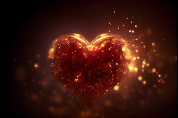 Aufkleber - Beautiful heart abstract optical light bokeh on a glow background.	