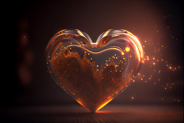 Aufkleber - Beautiful heart abstract optical light bokeh on a glow background.	