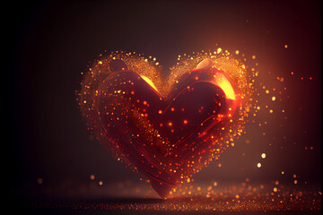 Aufkleber - Beautiful heart abstract optical light bokeh on a glow background.	