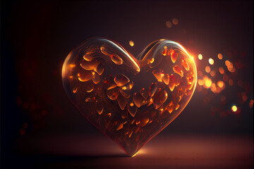 Aufkleber - Beautiful heart abstract optical light bokeh on a glow background.	