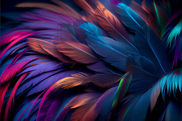 Aufkleber - Bird feather neon colored light. Beautiful background pattern texture for design. 