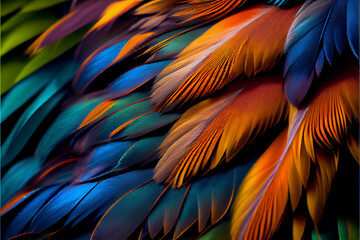 Aufkleber - Bird feather neon colored light. Beautiful background pattern texture for design. 
