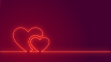 Neon Light Glow Effect With Love Shapes