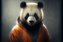 Portrait Of A Fitness Athlete Panda Wearing Sportswear, Generative Ai