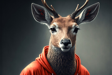 Portrait of a fitness athlete deer wearing sportswear, generative ai