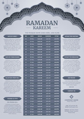 Ramadan Kareem Hijri Islamic Arabic Calendar Template Design