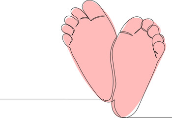 Sticker - feet sketch continuous line drawing, vector