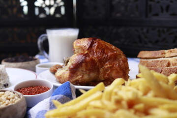 Canvas Print - chicken with fries