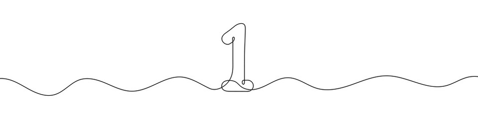 Wall Mural - number 1 in continuous line drawing style. line art of number one. vector illustration. abstract dra