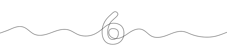 Wall Mural - number 6 in continuous line drawing style. line art of number six. vector illustration. abstract dra