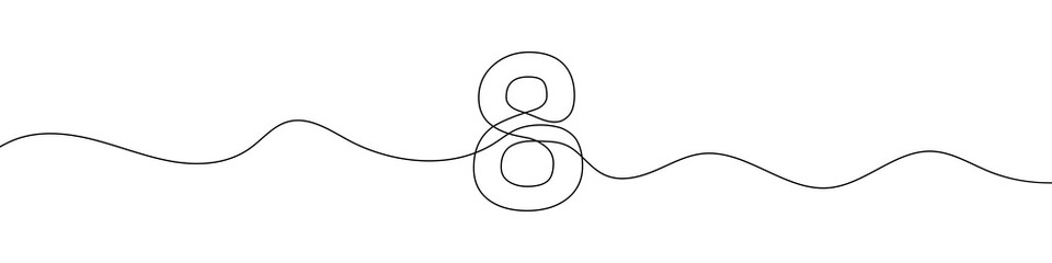 Wall Mural - number 8 in continuous line drawing style. line art of number eight. vector illustration. abstract d