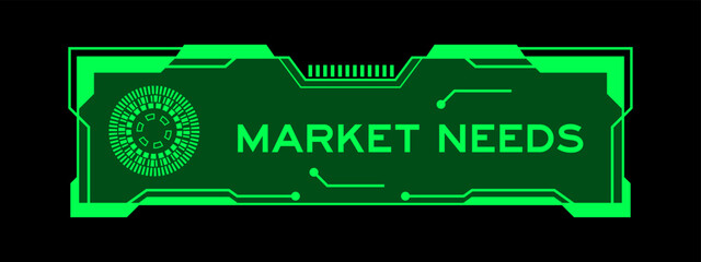 Sticker - Green color of futuristic hud banner that have word market needs on user interface screen on black background