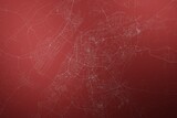 Fototapeta Desenie - Map of the streets of Nanjing (China) made with white lines on abstract red background lit by two lights. Top view. 3d render, illustration