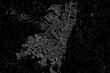 Stylized map of the streets of Bogota (Colombia) made with white lines on black background. Top view. 3d render, illustration